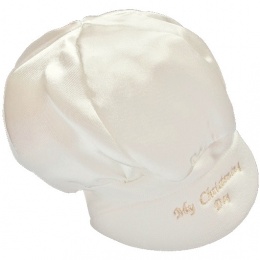 Baby Boys Ivory Satin My Christening Day Cap Hat